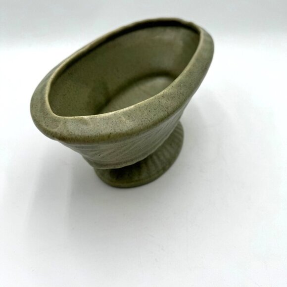 Vintage Haeger Pottery Green Oval Compote Planter Mid Century - Picture 8 of 16